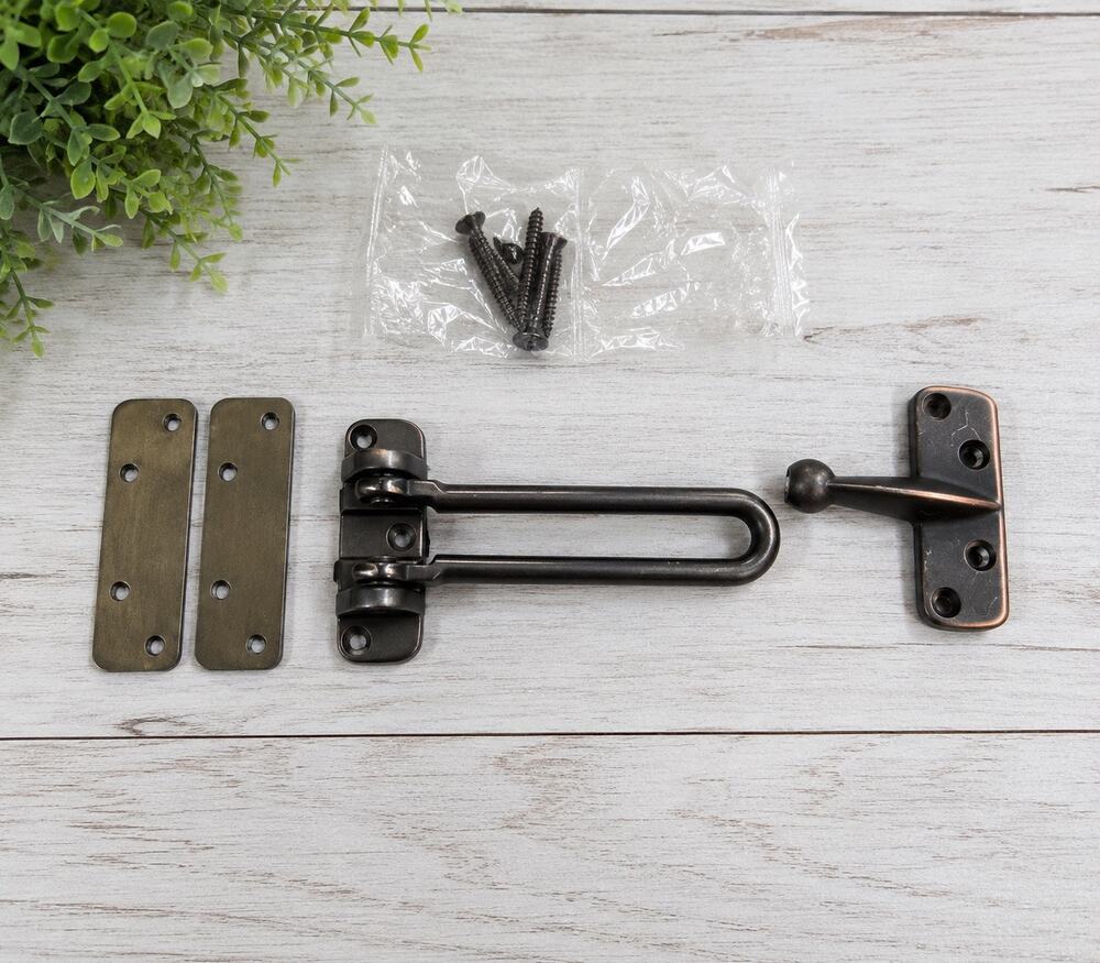Heavy Duty Swing Bar Door Guard Security Latch Oil Rubbed Bronze with Hardware